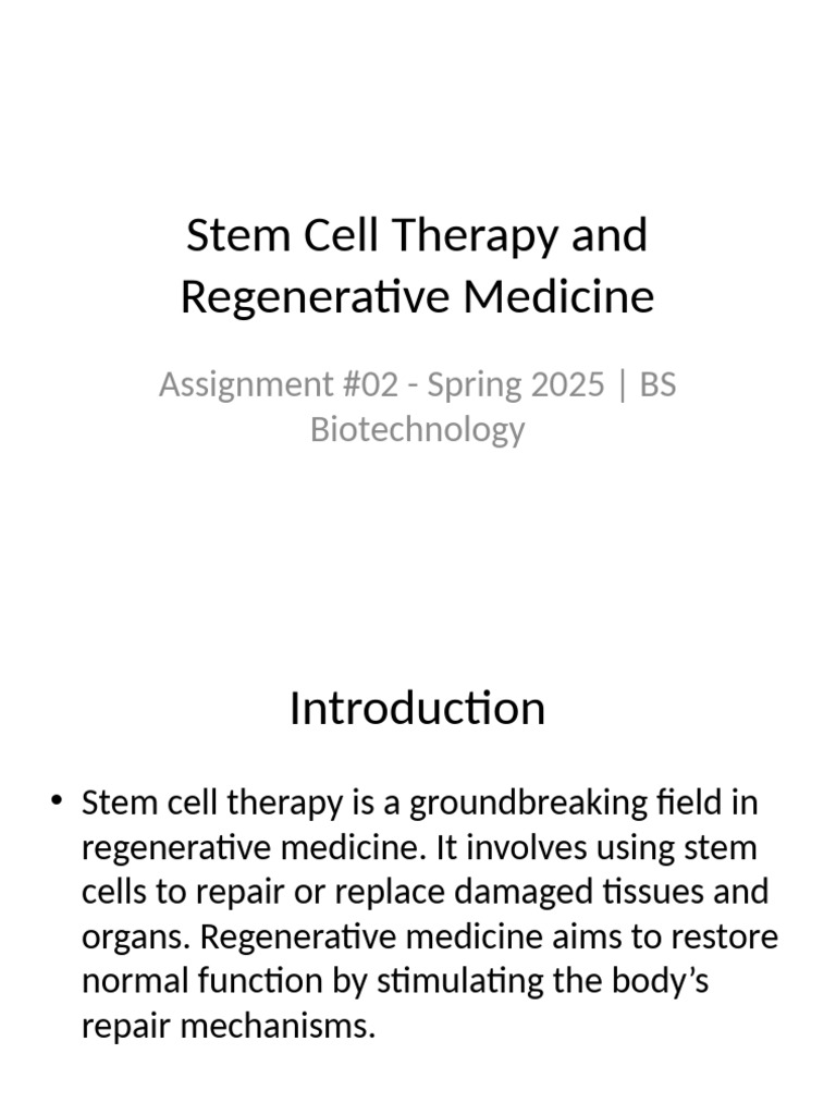 Stem Cell Therapy in Regenerative Medicine | PDF | Stem Cell | Cell Therapy