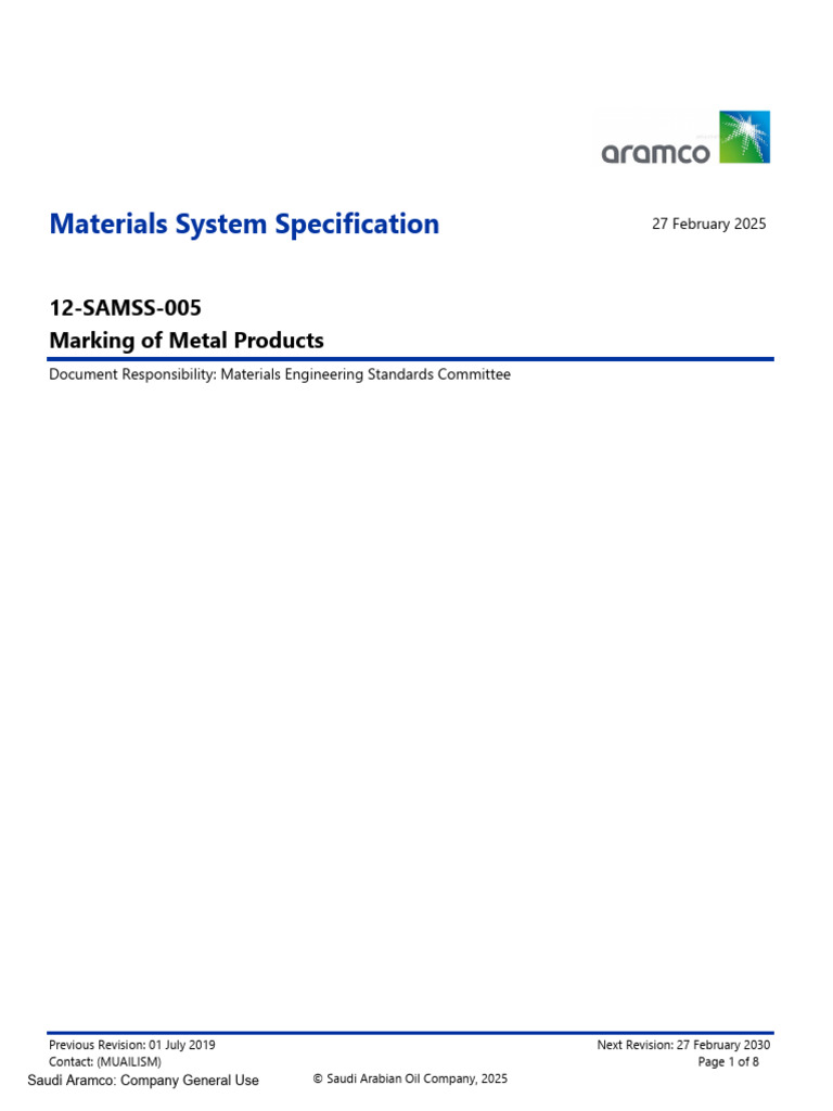 Metal Product Marking Standards 2025 | PDF | Specification (Technical ...