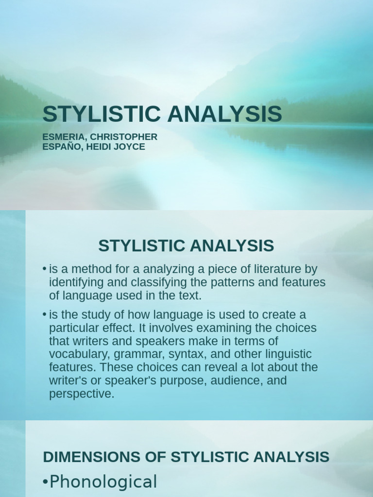 Understanding Stylistic Analysis in Literature | PDF