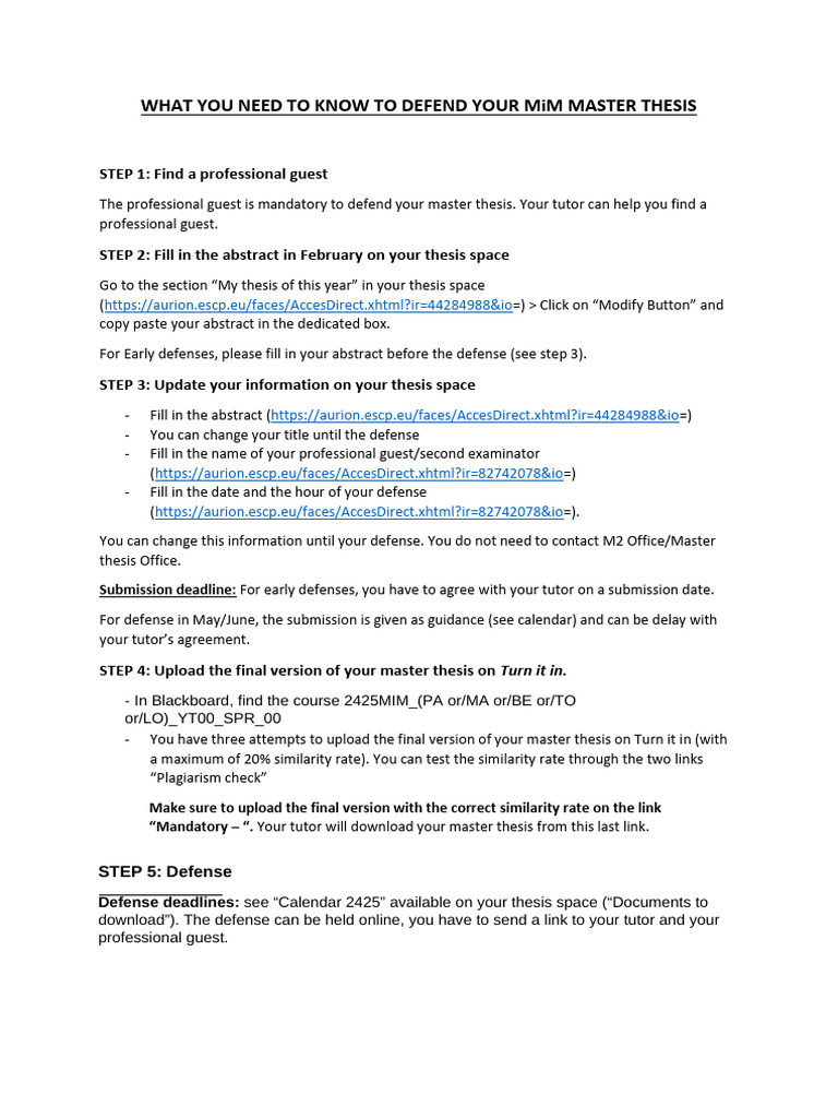 Master Thesis Defense Guide for MiM | PDF