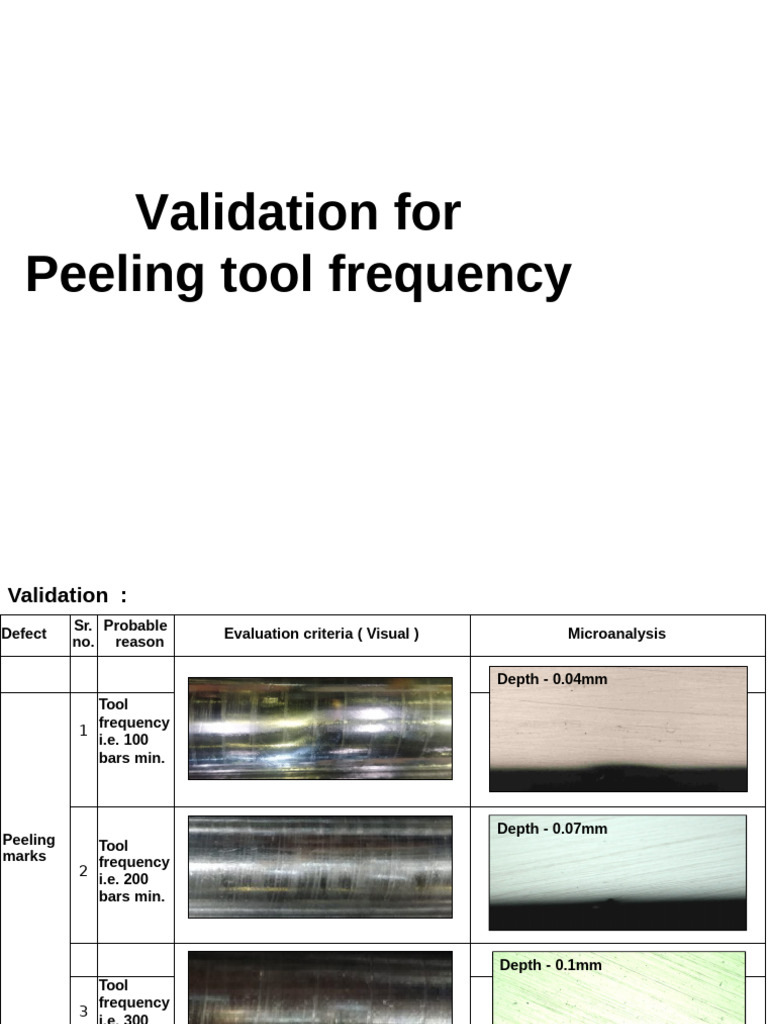 Peeling Tool Frequency Validation Guide | PDF