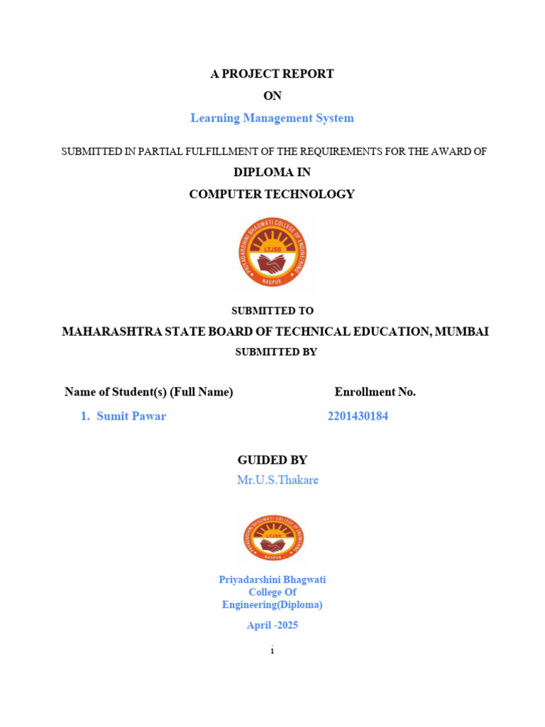 Learning Management System Project Report | PDF