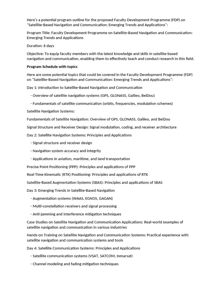 FDP on Satellite Navigation & Communication | PDF | Telecommunications ...