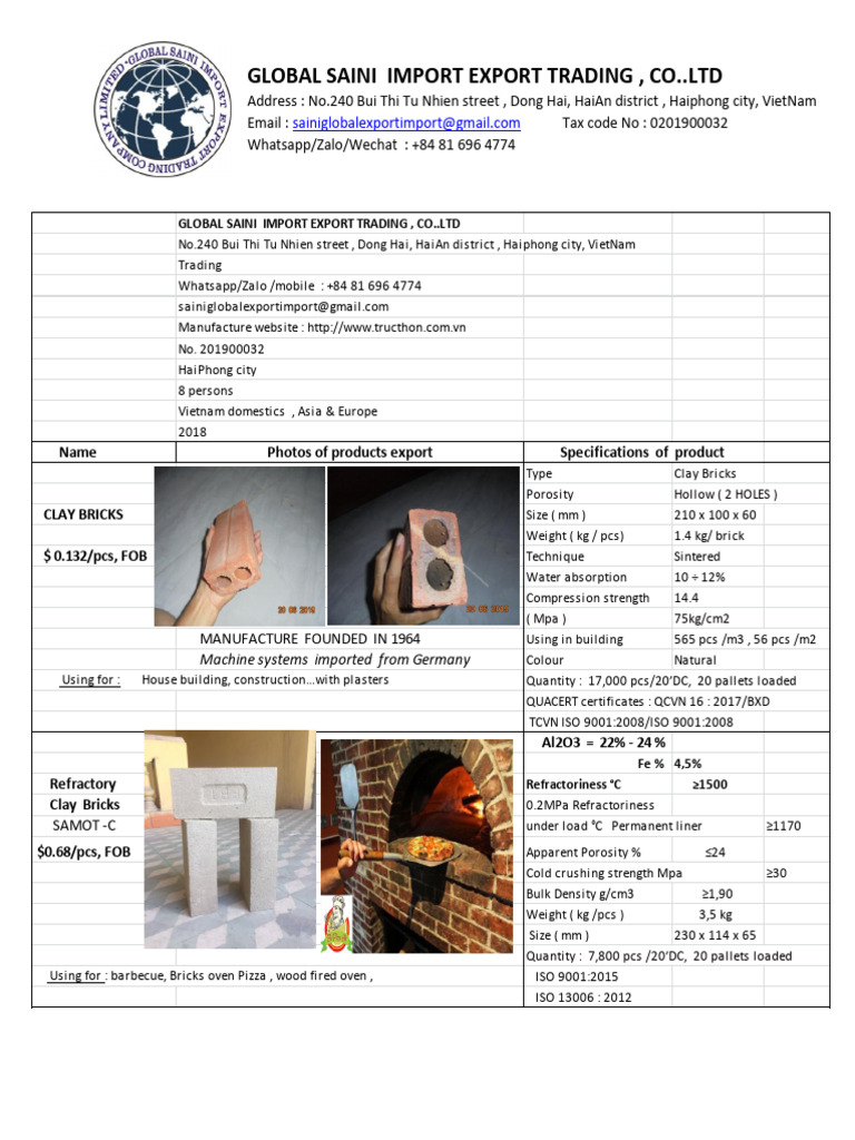 Company - Products Profiles PDF | PDF | Brick | Density