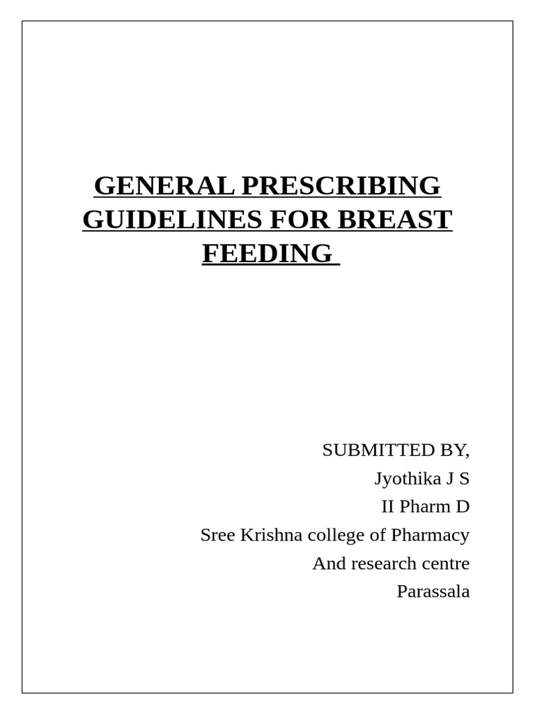 Prescribing Guidelines for Breastfeeding | PDF | Breast Milk ...