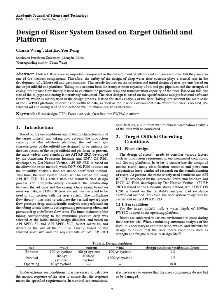 Riser System Design for Offshore Platforms | PDF | Strength Of ...