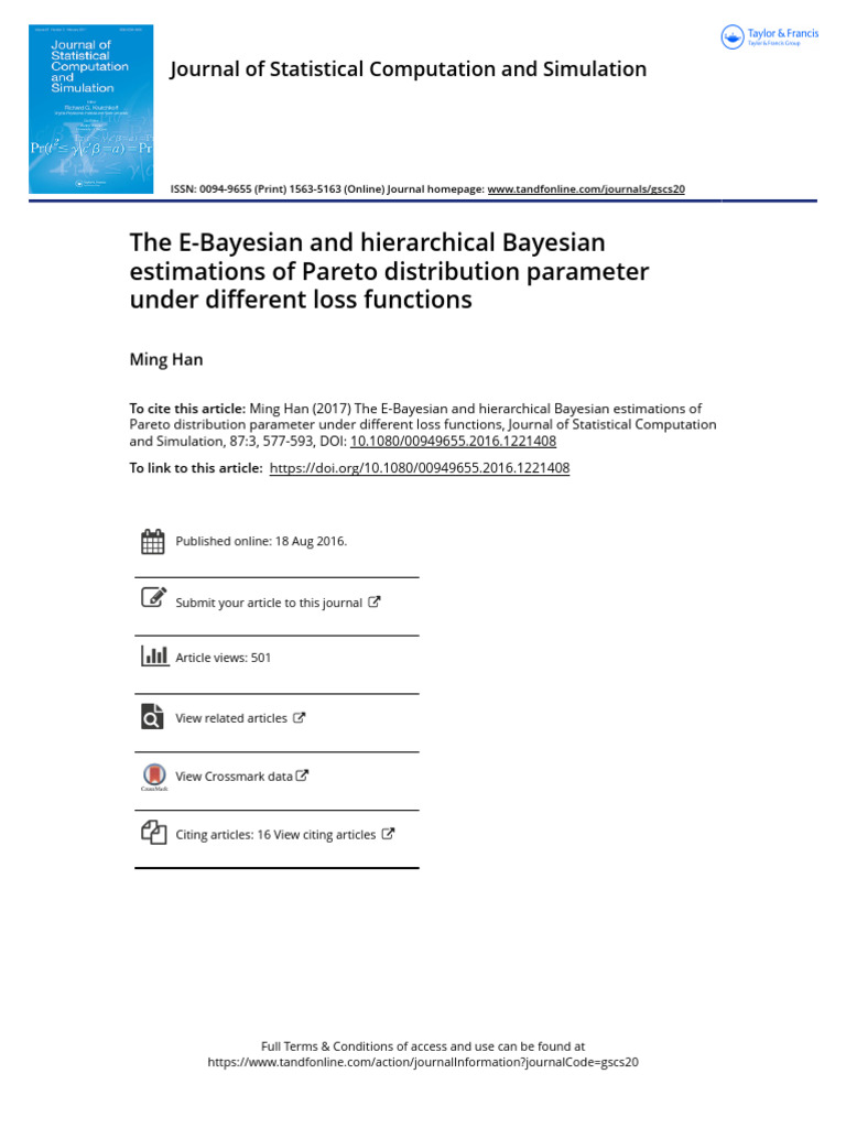 The E-Bayesian and Hierarchical Bayesian Estimations of Pareto ...