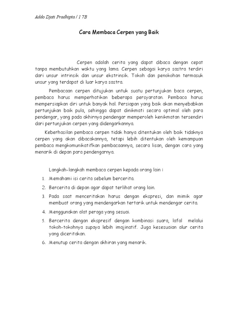 Cara Membaca Cerpen Yang Baik