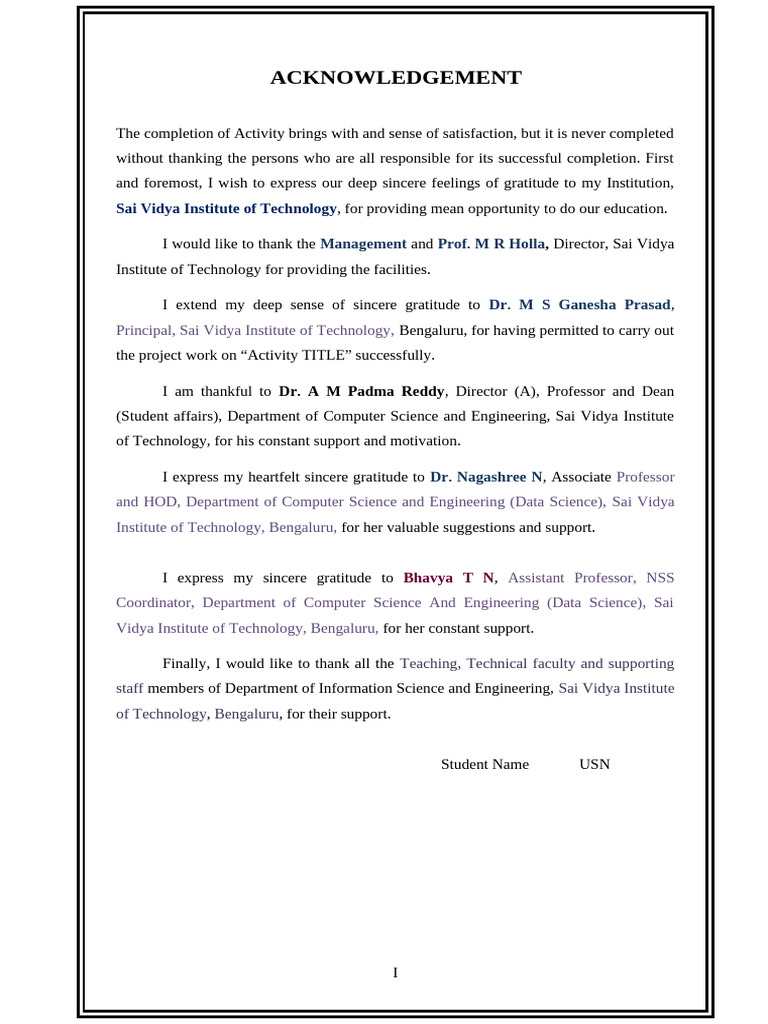 Acknowledgment of Project Support | PDF