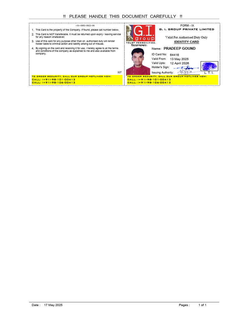Temporary Identity Card Guidelines | PDF