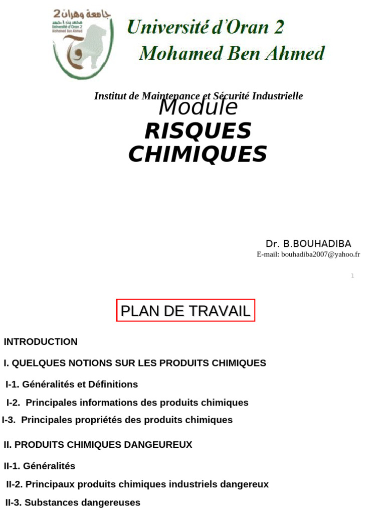 Risques et Prévention des Produits Chimiques | PDF | Chimie ...
