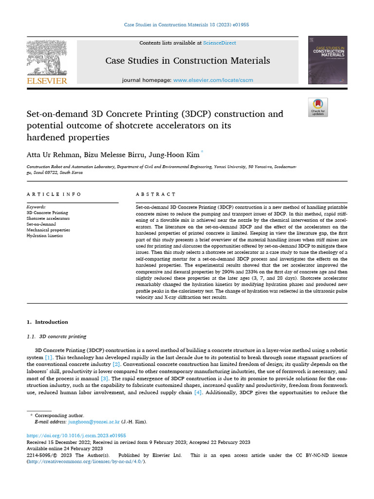 3D Concrete Printing with Set-on-Demand Accelerators | PDF | Concrete ...