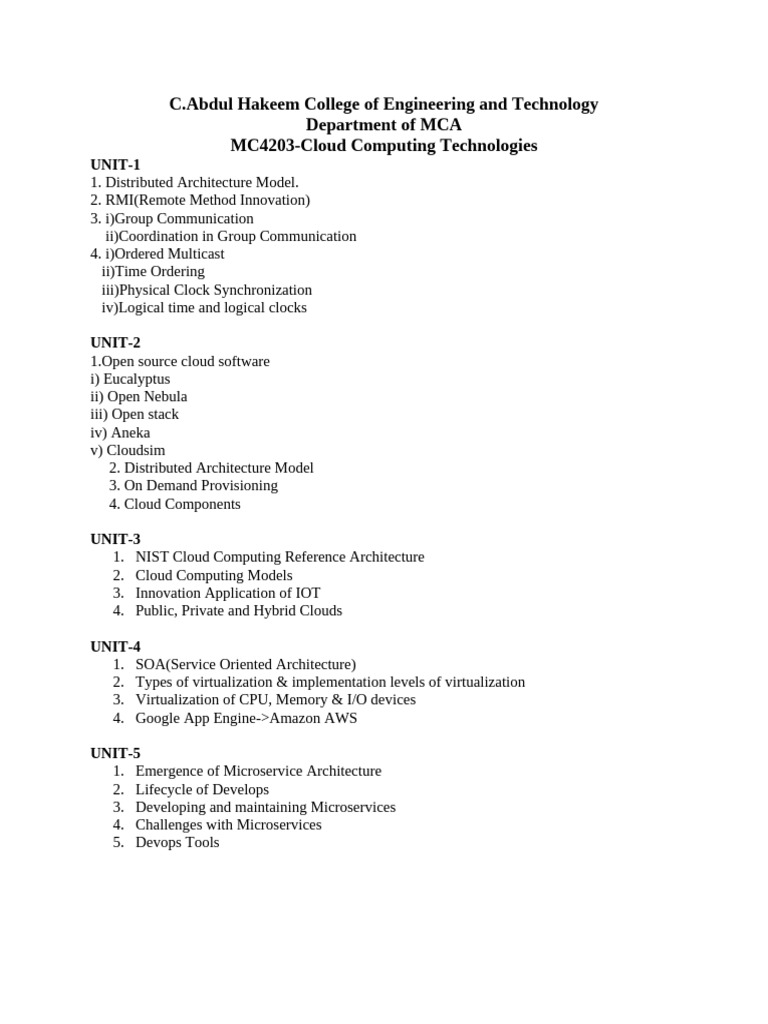 CCT-Important Topics All 5 Units | PDF