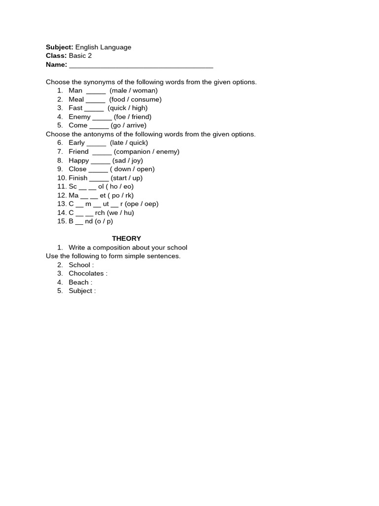 English Language Basic 2 | PDF