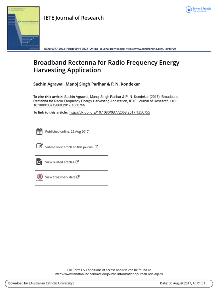 Broadband Rectenna For Radio Frequency Energy | PDF | Antenna (Radio ...