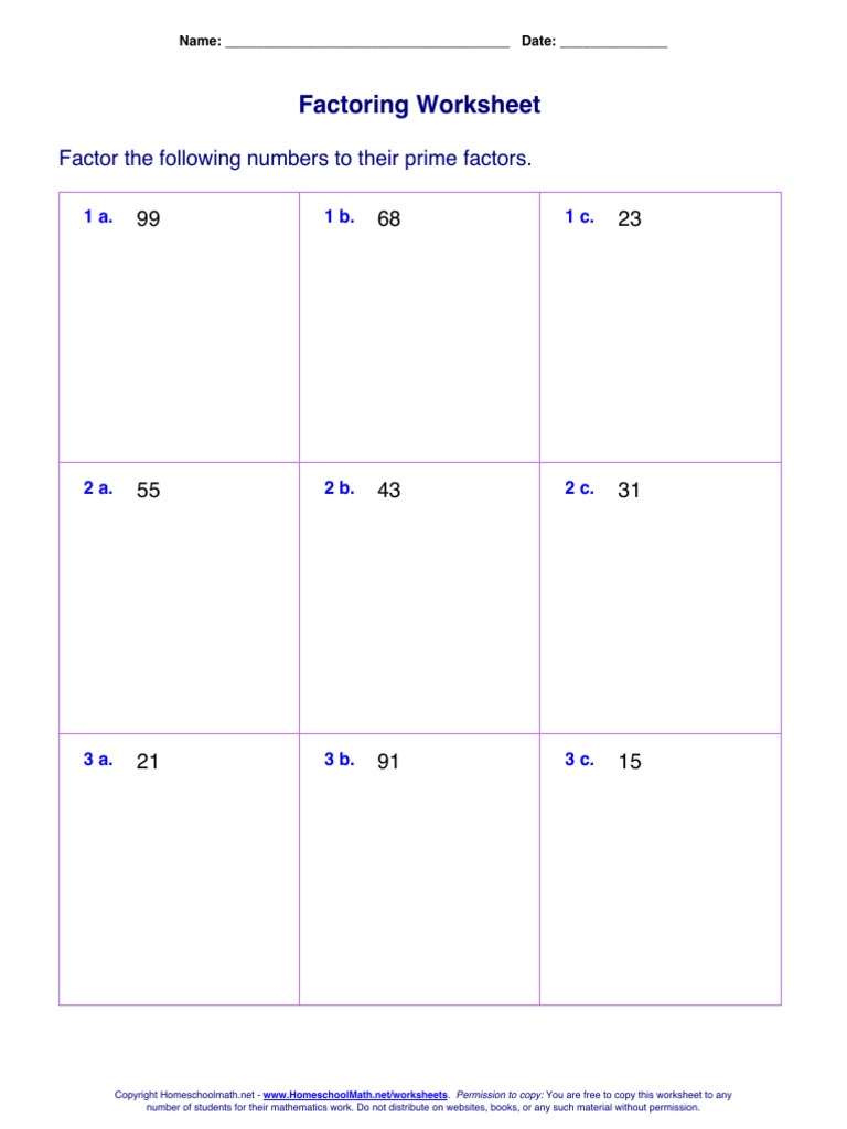 Grade 6 Factoring 0 100 Into Prime Factors A | PDF