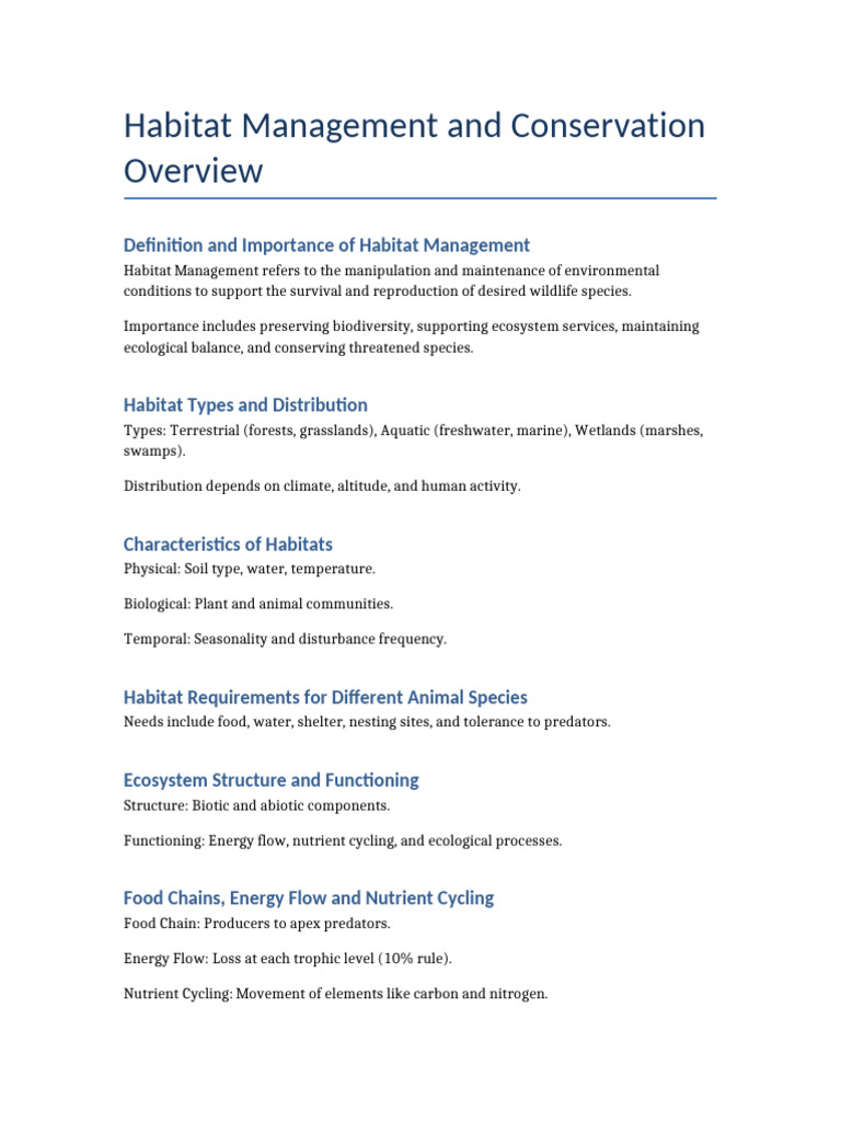 Habitat Management and Conservation Guide | PDF