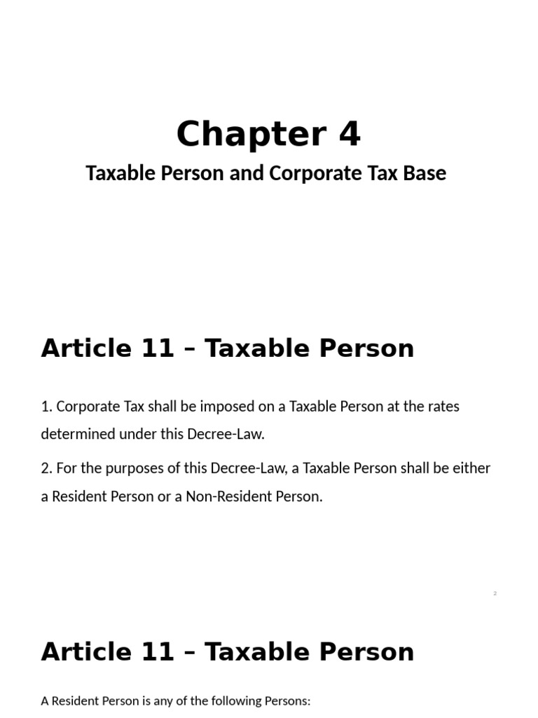 Corporate Tax: Taxable Persons Explained | PDF | Corporate Tax In The ...