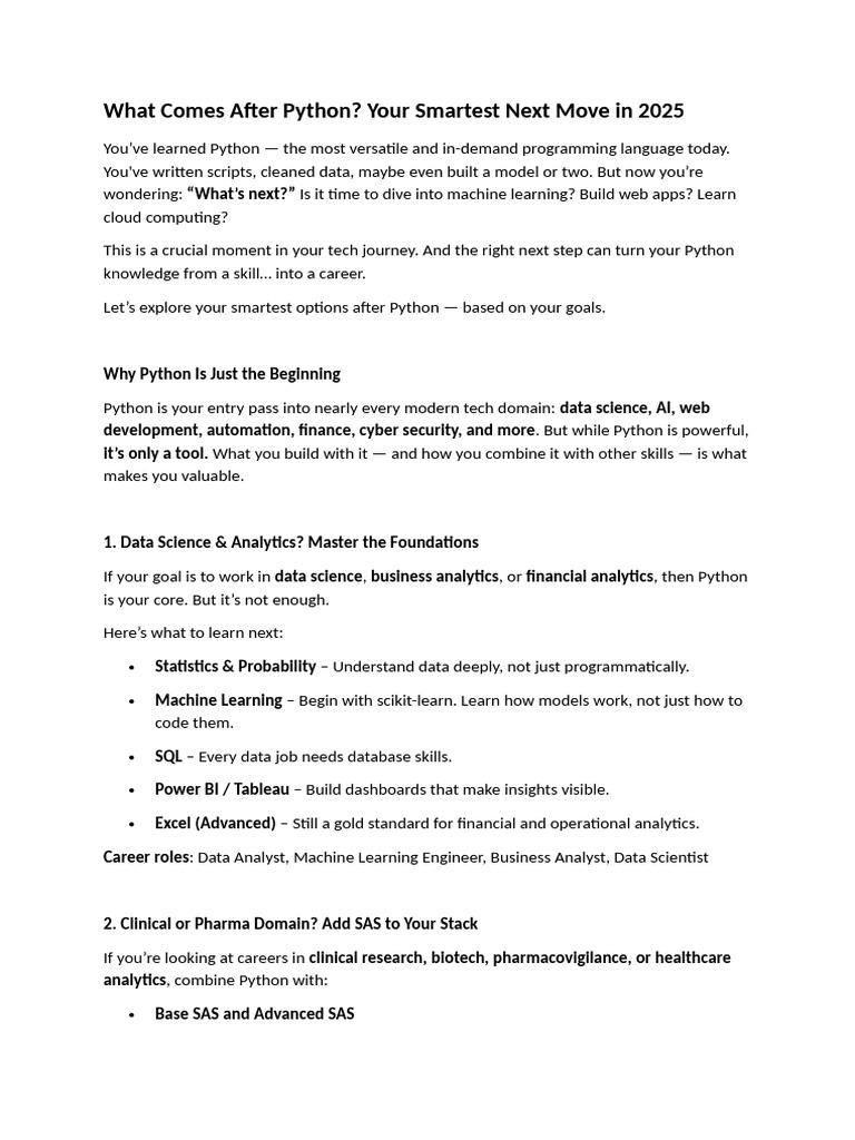 Next Steps After Python in 2025 | PDF | Sas (Software) | Data Science