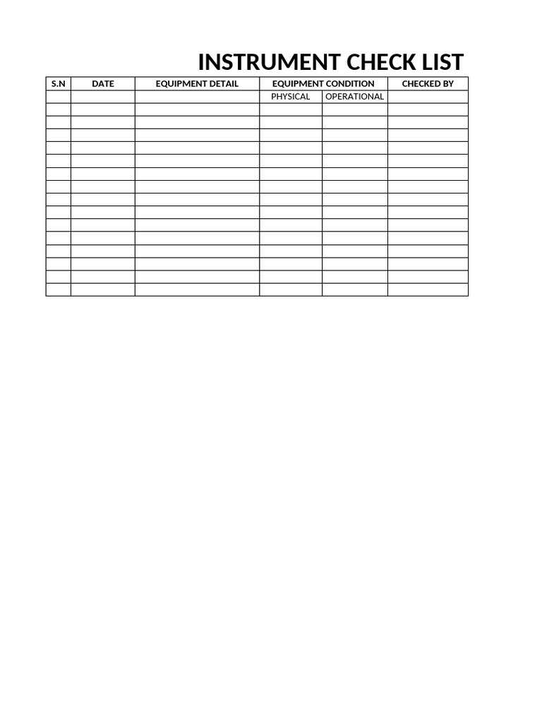 Instrument Check List | PDF