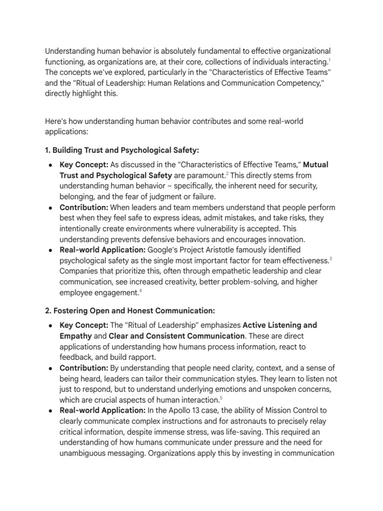Understanding Human Behavior in Leadership | PDF | Leadership ...