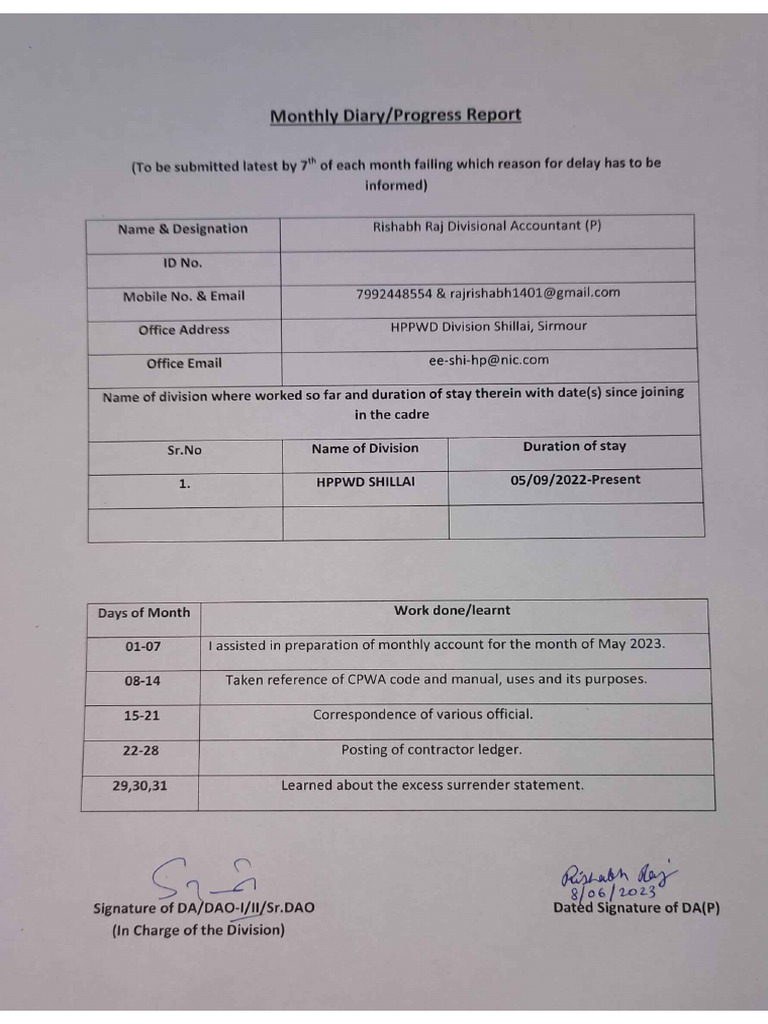 Rishabh Raj May Months Report | PDF