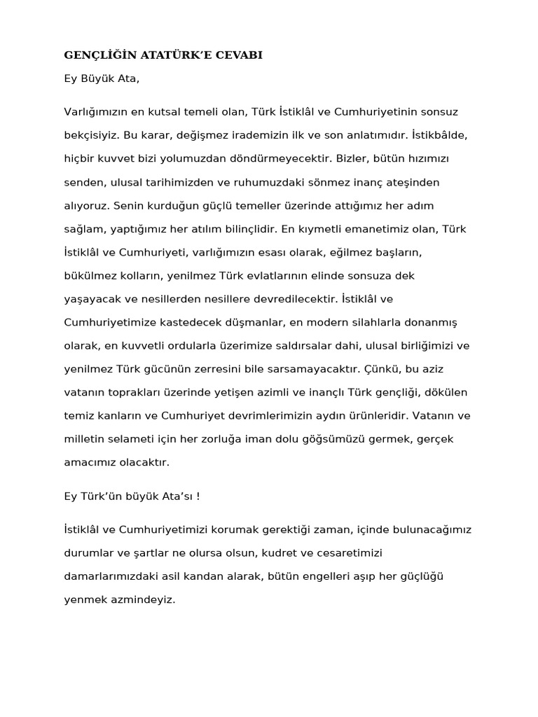 Gençli̇ği̇n Ataya Cevabi | PDF