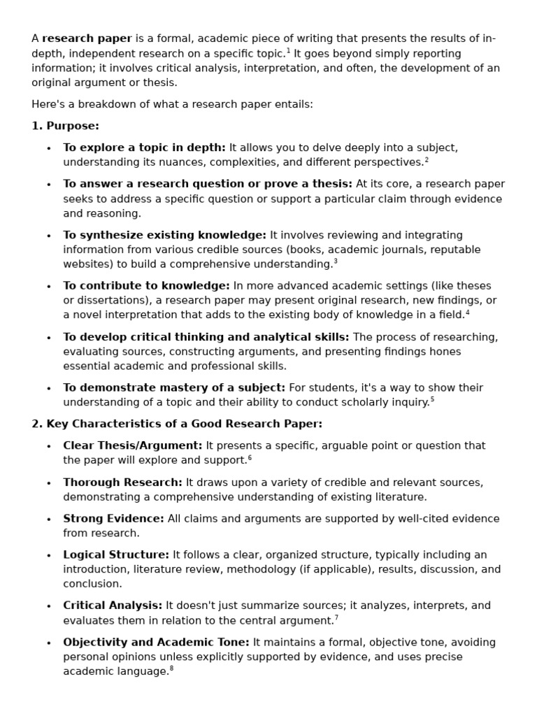 A Research Paper Is A Formal | PDF | Critical Thinking | Methodology