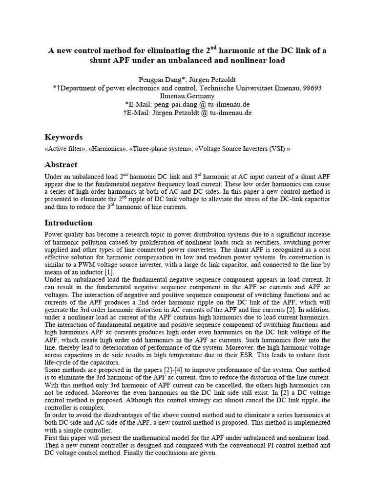 New Control Method for Shunt APF Harmonics | PDF | Power Inverter ...