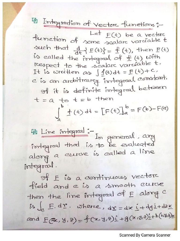 Integration of Vector Function | PDF