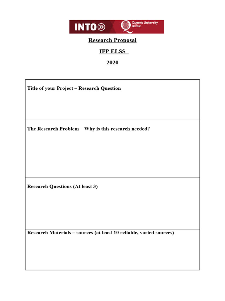 Research Proposal Ifp Elss 2020: Title of Your Project - Research ...