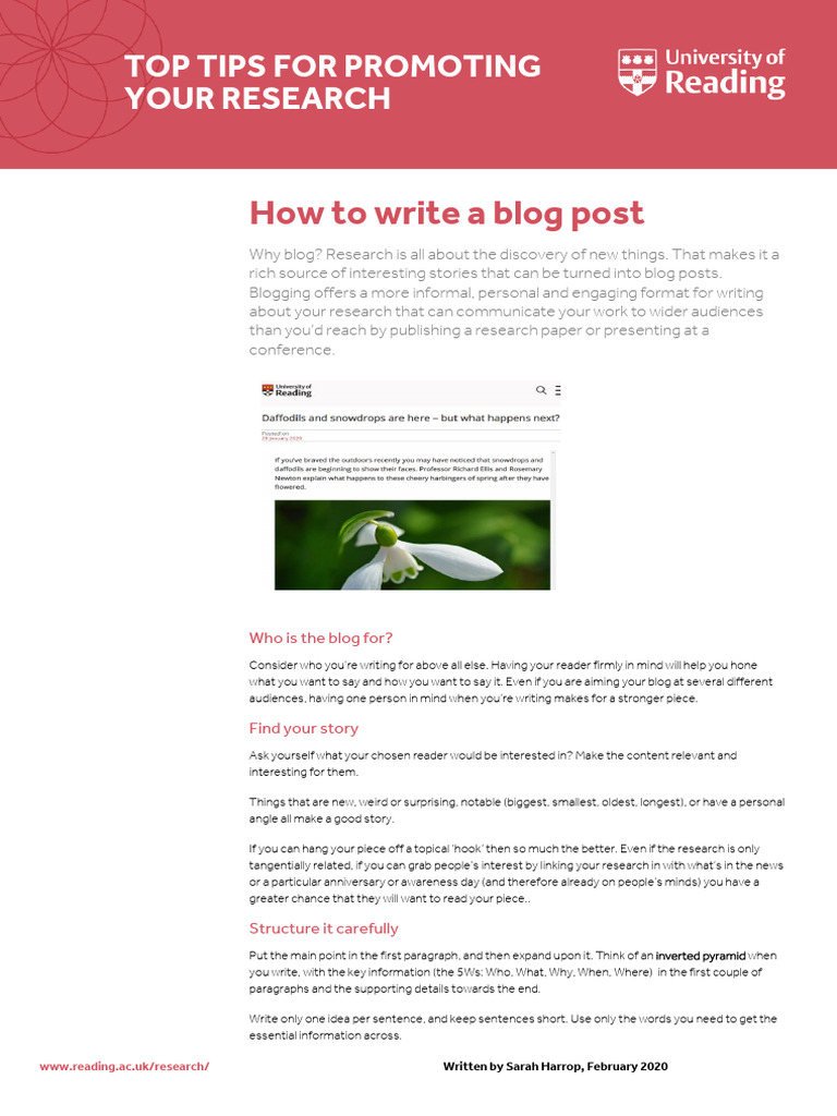 Top Tips for Research Blogging | PDF | Jargon | Communication