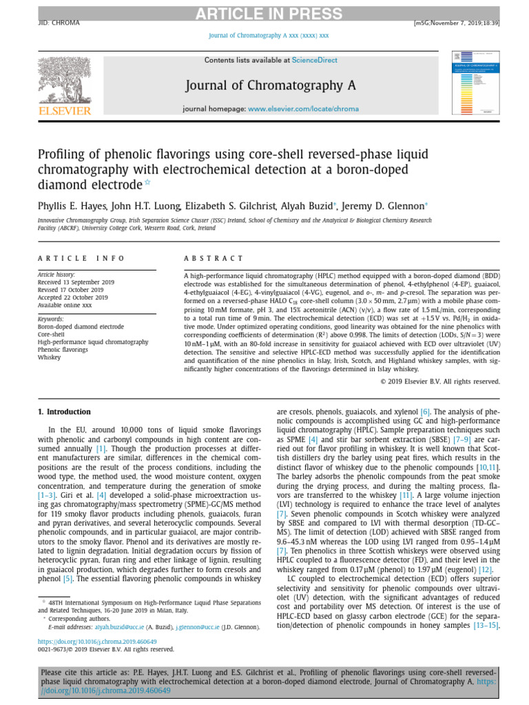 Profiling of Phenolic Flavorings Using Core-Shell Reversed-Phase Liquid ...