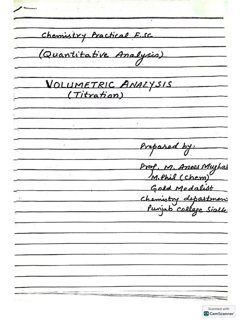 Chemistry Practical Titration Pdf