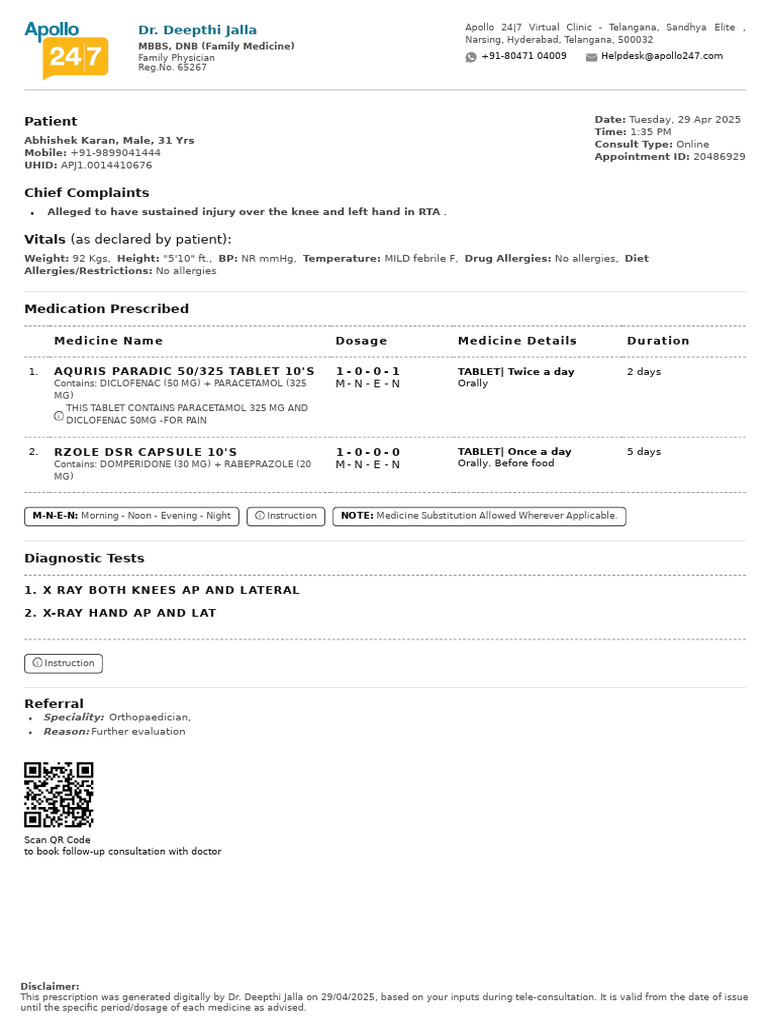 Prescription Apollo 2471745914076948 | PDF | Medical Prescription ...