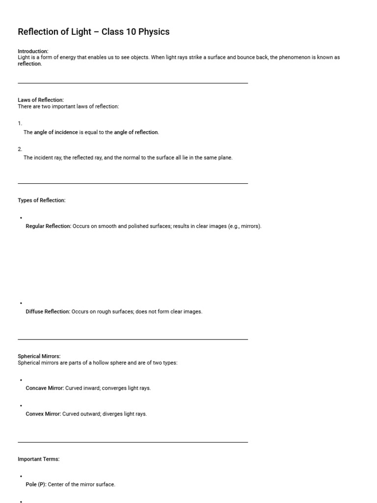 CLASS 10 PHYSICS LIGHT EXERCISE SOLUTIONS visual data 8