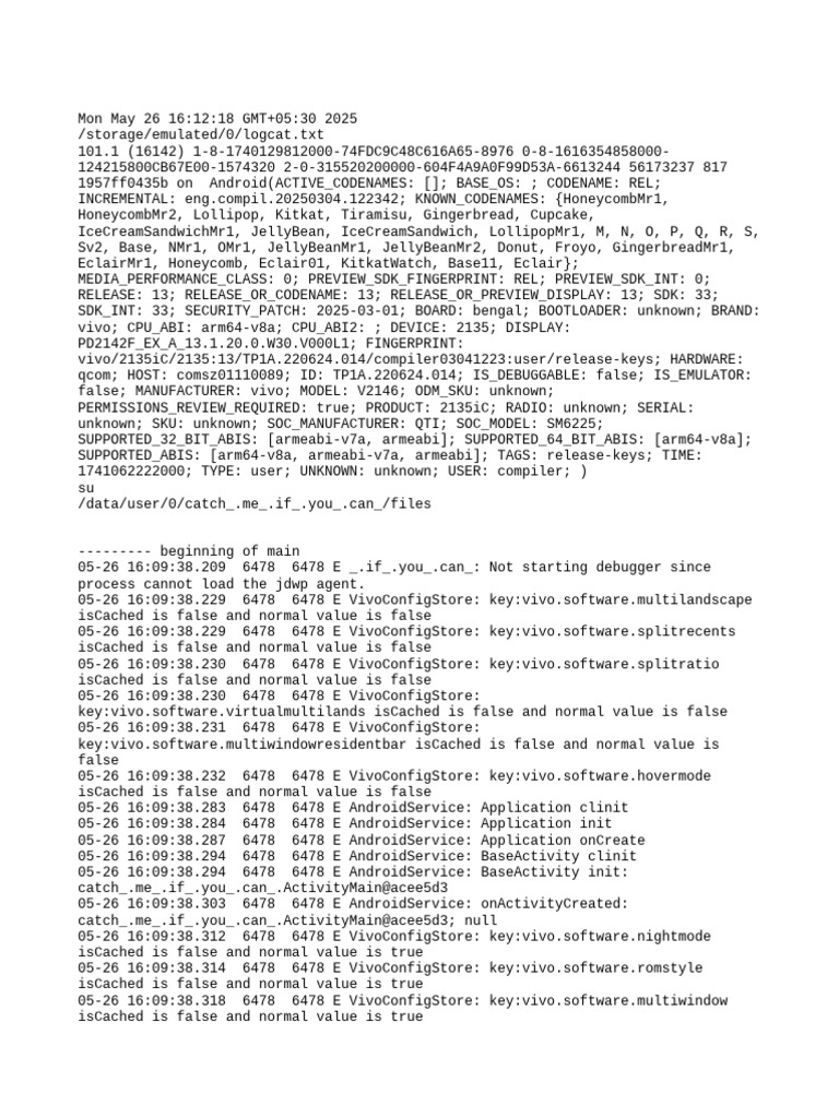 Vivo Android Log Analysis Report | PDF | Java (Programming Language ...
