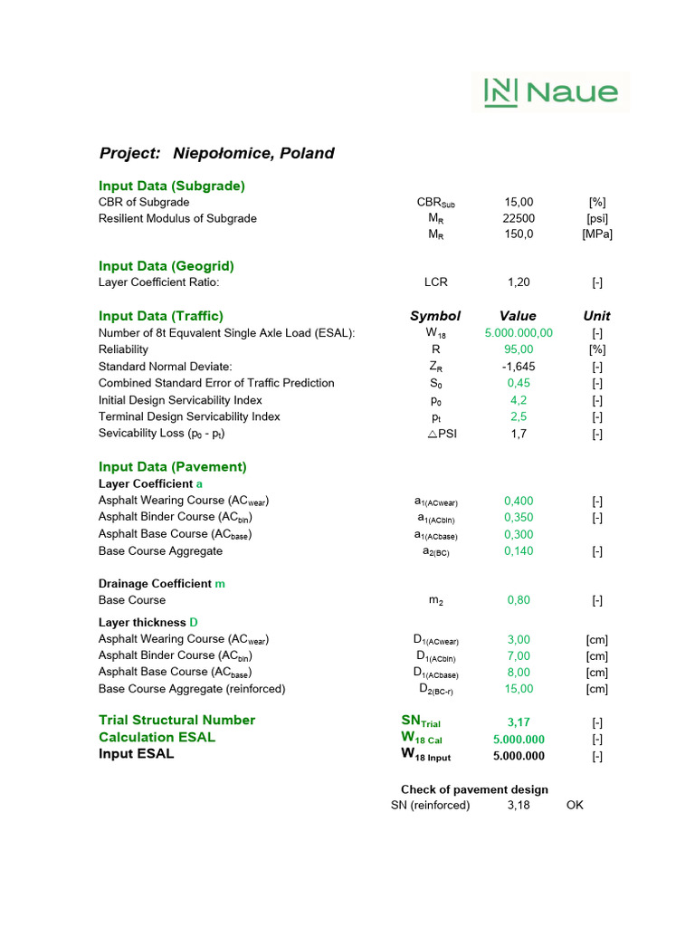 (E1) AASHTO '93 Design Printout | PDF | Road Surface