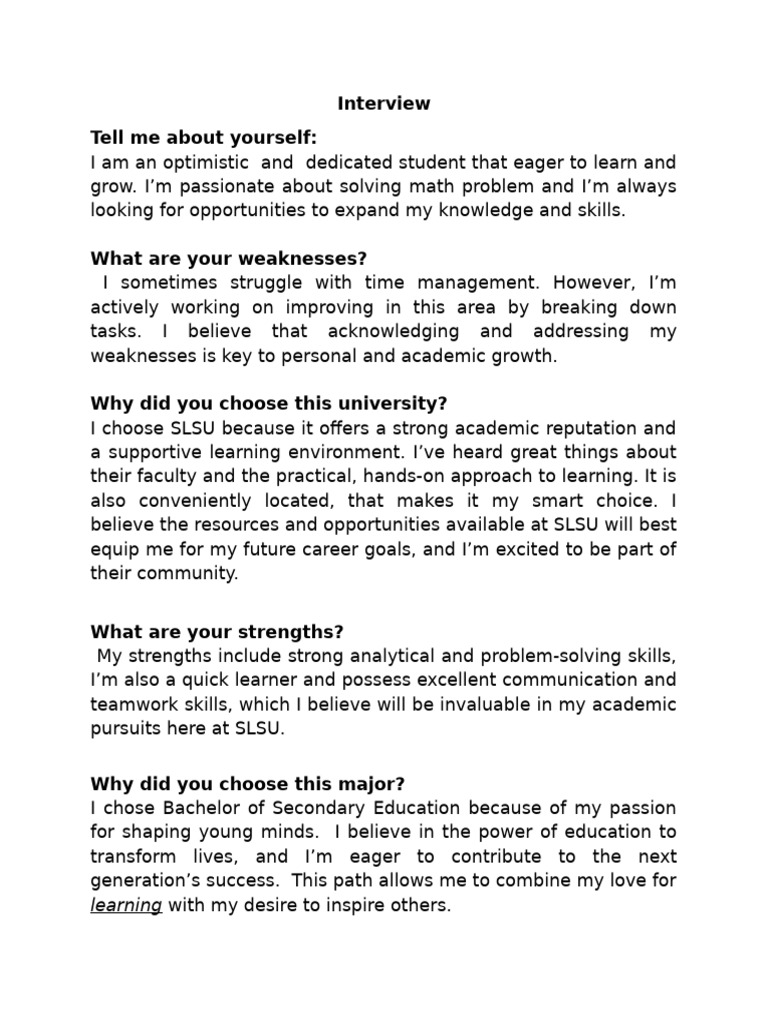 Student Interview Insights for SLSU | PDF