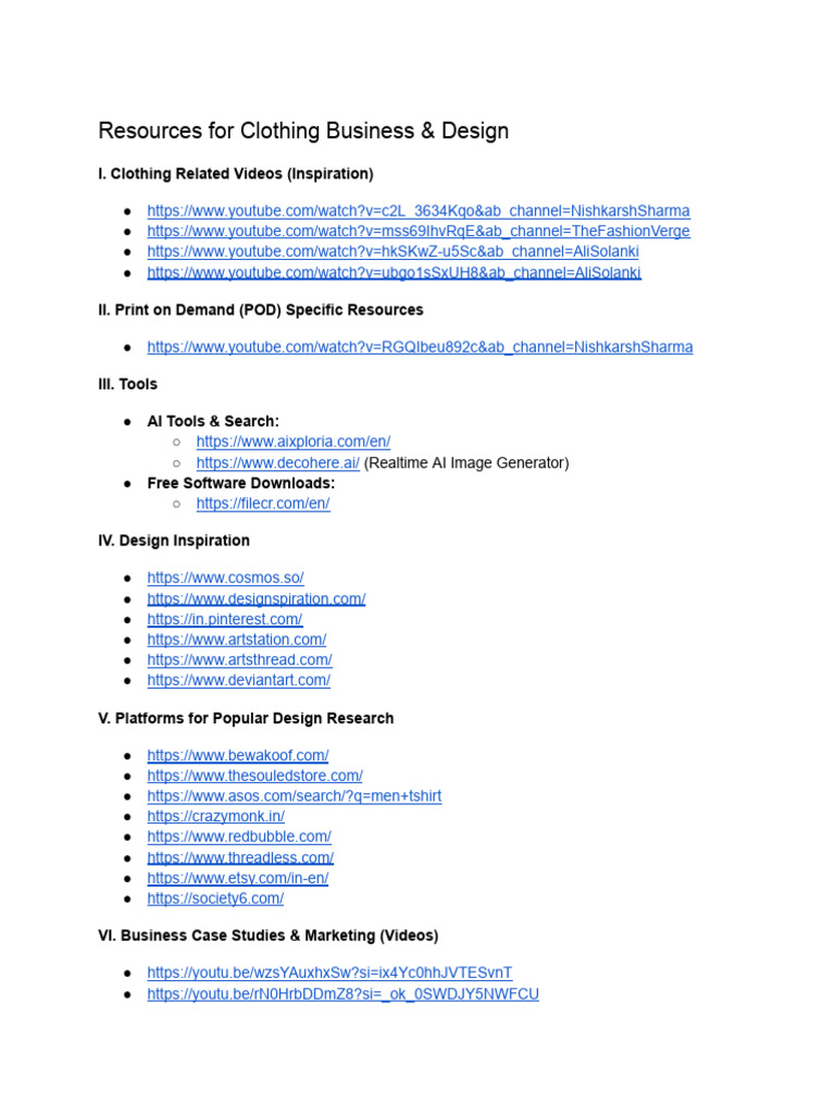 Clothing Business Resource Guide | PDF