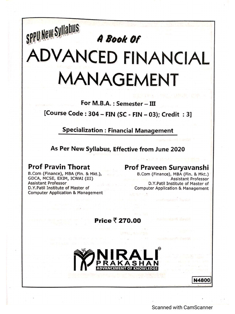 Advanced Financial Manegement Sem 3 Unit 1 | PDF