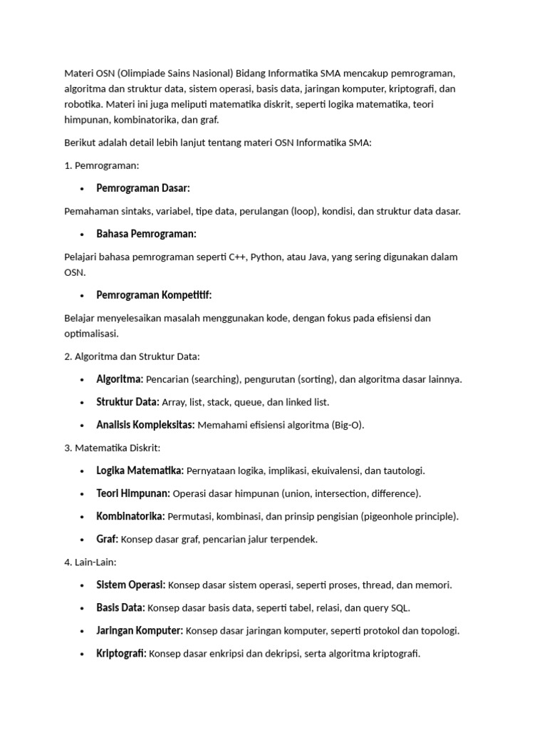 Materi OSN Informatika 2025 | PDF