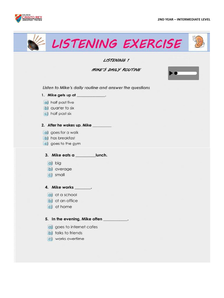 Listening 2 - 2nd Year - Simple Present | PDF