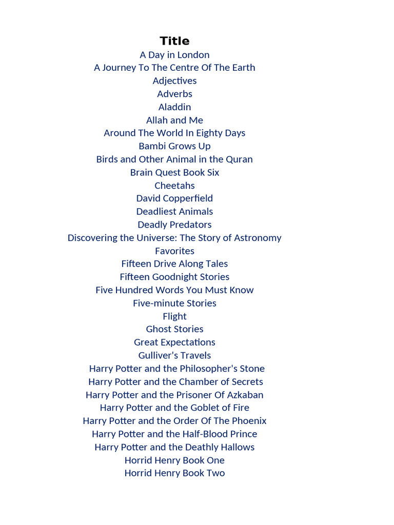 Children's Book Collection Overview | PDF | Harry Potter