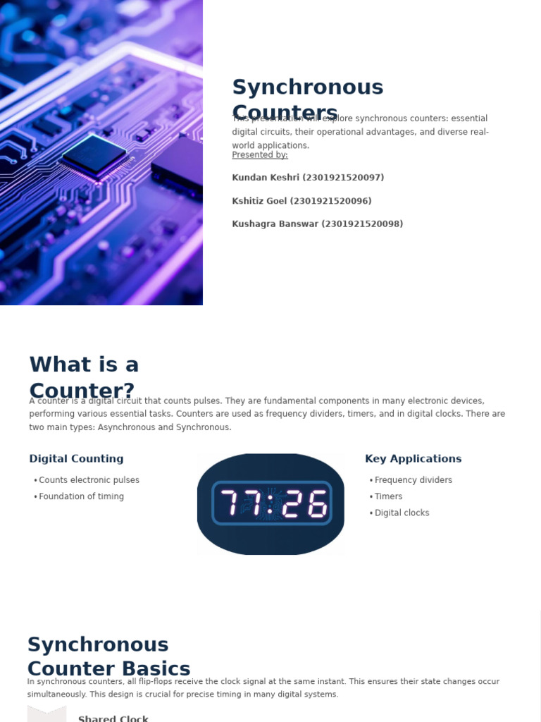 Advantages and Applications of Synchronous Counters | PDF | Electrical ...