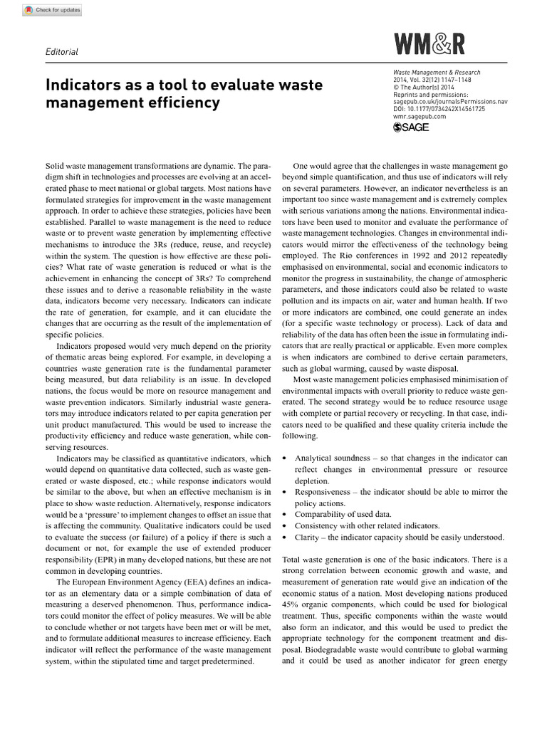 Evaluating Waste Management Indicators | PDF | Waste Management | Waste