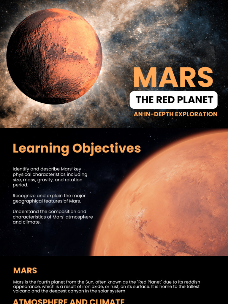 Mars Education Presentation In Black Orange Animated Style Pdf Mars