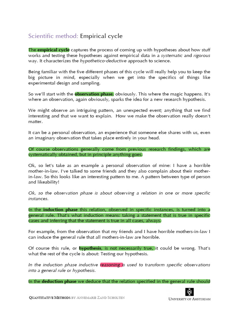 Understanding the Empirical Cycle | PDF | Hypothesis | Statistics