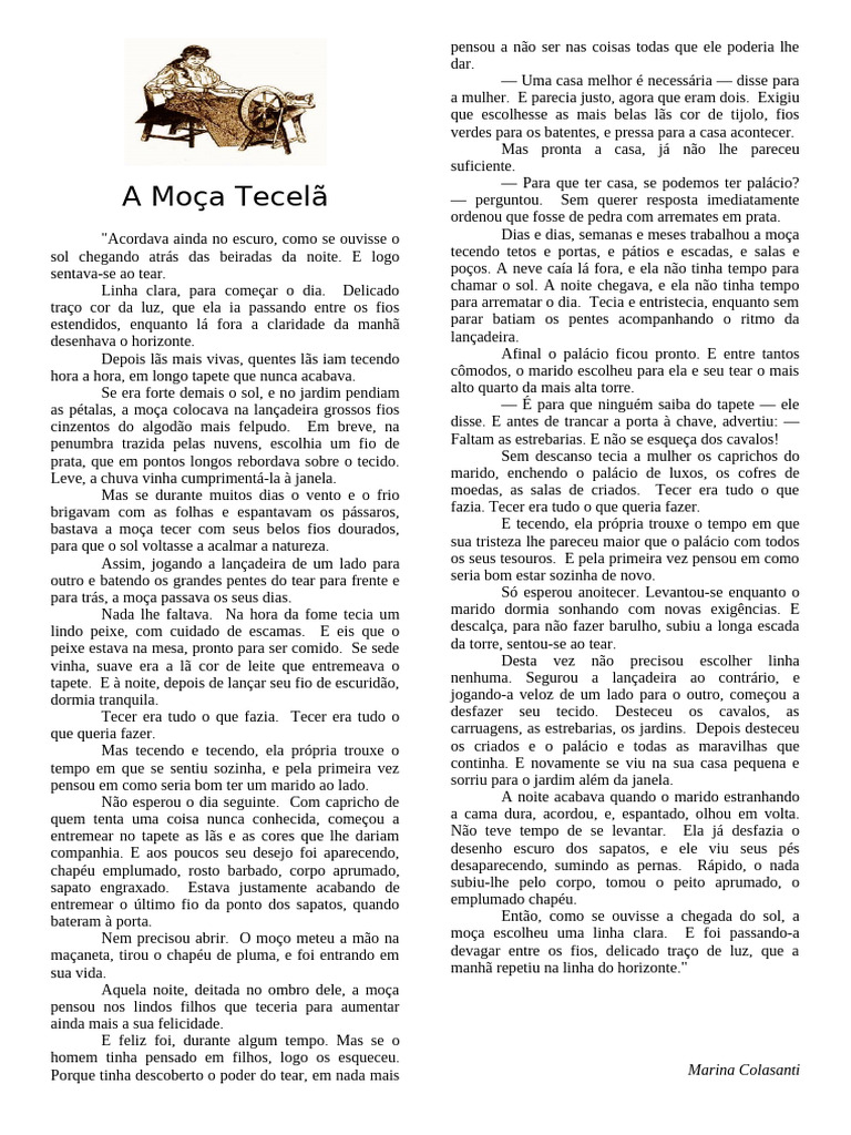 A Moça Tecelã: Entre Fios e Desejos | PDF | Tear | Tecelagem