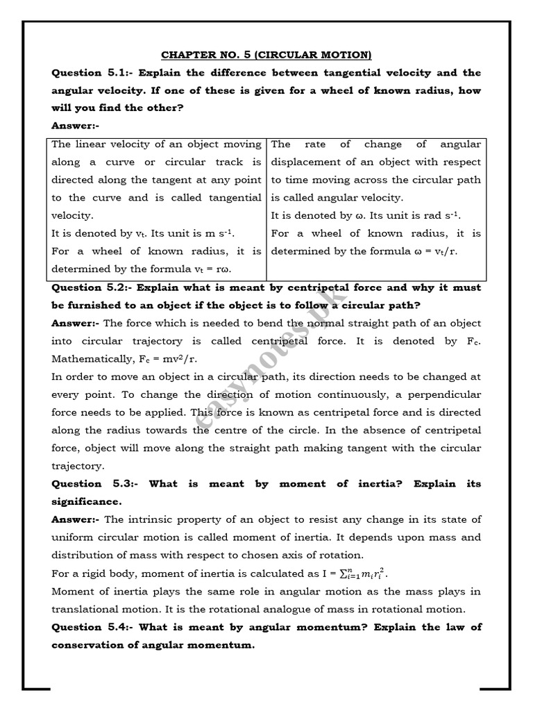 Circular Motion Concepts in Physics | PDF | Rotation Around A Fixed ...